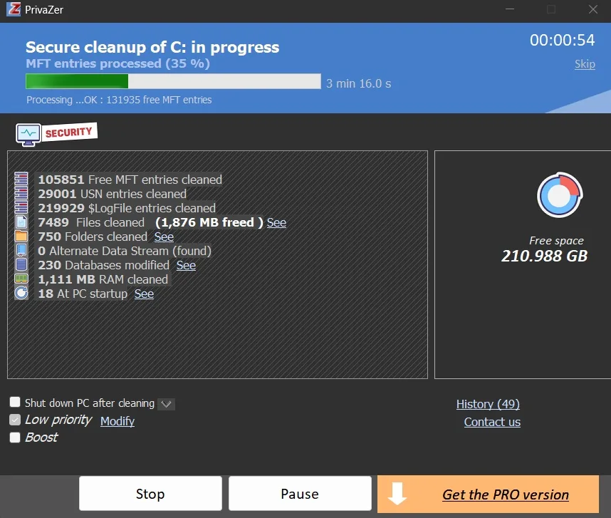 privazer pc cleaning tool results