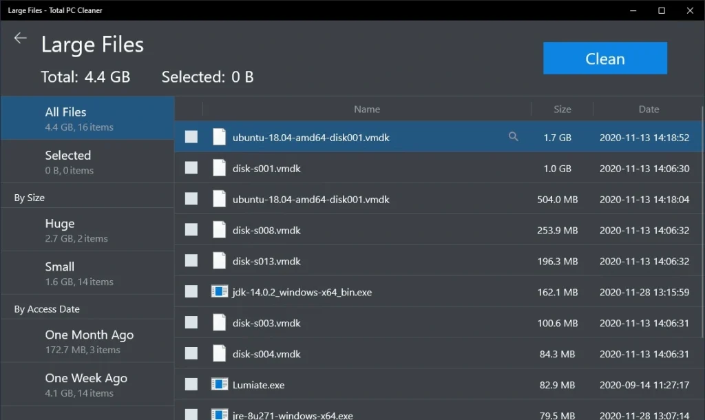total pc cleaner large file cleaner