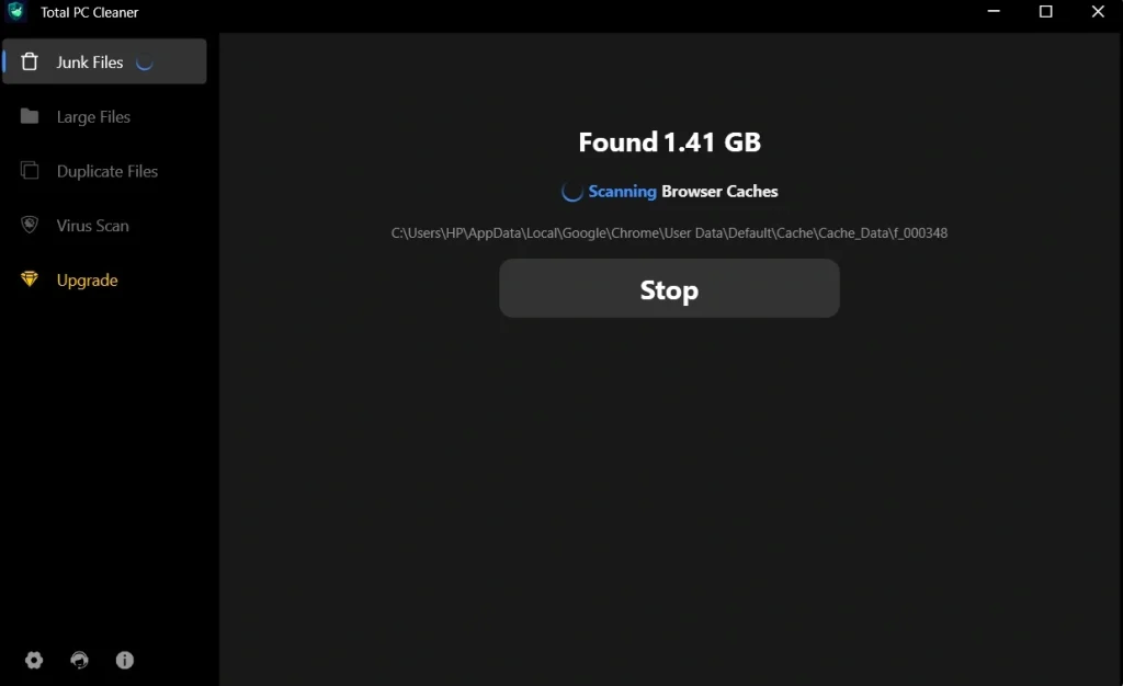 total pc cleaner scan process