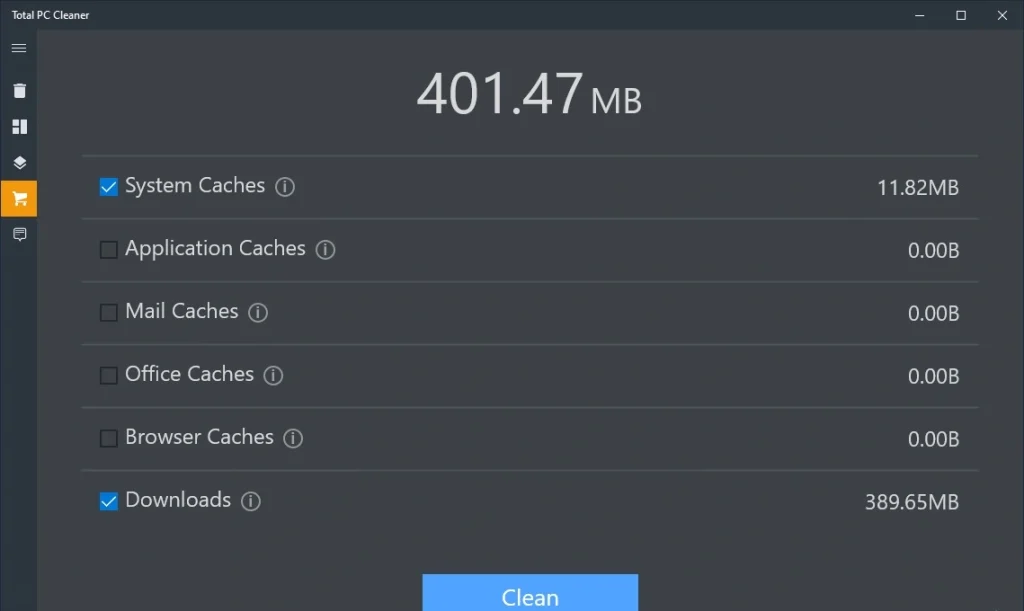 total pc cleaner system cache cleaner