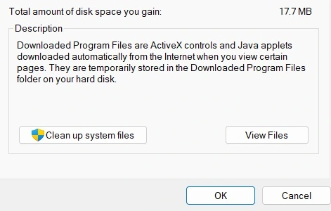 windows disk cleanup clean up system files